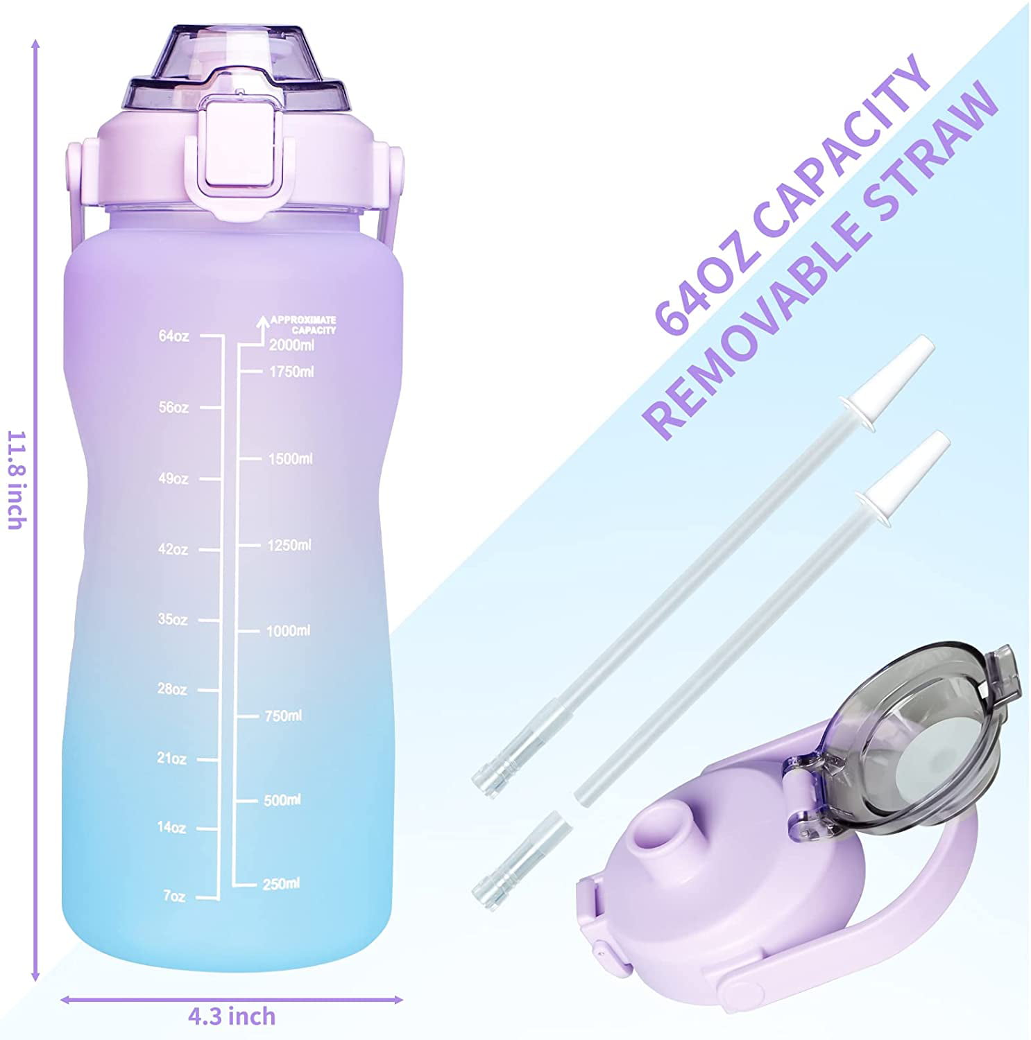 FLildon Leaf Beige Water Bottle with Straw Lid 32oz Leakproof Clear Gym  Water Bottles for Women Men Outdoor Sport Drinking