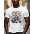 thumbnail image 3 of Lighthouse Men's T Shirts Seagulls T-Shirt for Men Ocean Graffiti Crew Neck Tees Cotton Tops, White, 3XL, 3 of 7