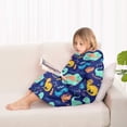 thumbnail image 4 of DarkBlue Cartoon Dinosaurs Pattern Blanket Hoodies for Kids 6-13YR Oversize Wearable Blanket Hoodies for Boys Girls Teens, 4 of 7