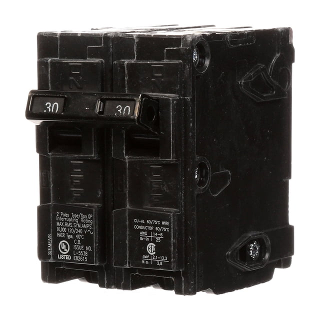Disyuntor SIEMENS Q230 30A de doble polo tipo QP 240V