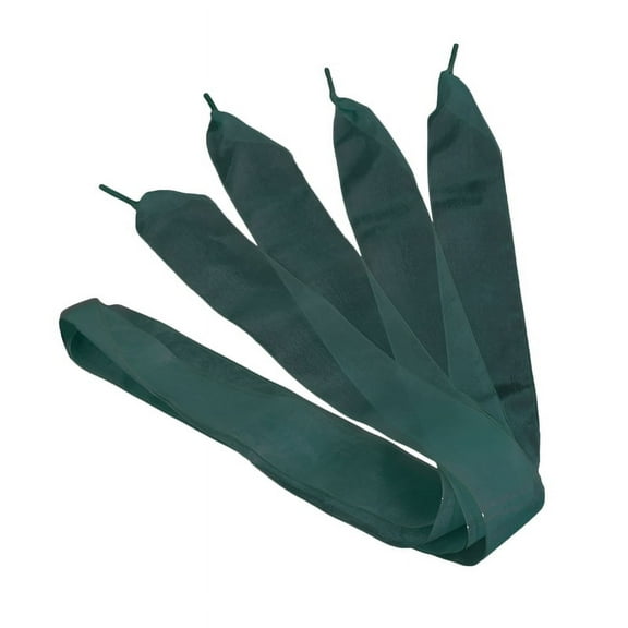 Ruanlalo 1 Pair Shoelaces 110cm Solid Color Organza Wide Flat Shoelaces for Sneakers Dark Green