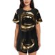 thumbnail image 1 of Fotbe Golden Lips Modern Sculpture Conjunto de Pijama Estampado para Mujer, 2 Piezas, Ropa de Dormir con Camiseta de Manga Corta y Shorts Suaves-X-Large, 1 of 6