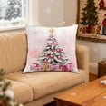 thumbnail image 4 of Darzheoy Pink Christmas Pillow Cover with Santa Snowman Tree Print for Home Bedroom Decorative Cushion Holiday Decor, 4 of 6