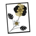 thumbnail image 3 of Arte de pared con flores negras, arte de pared de metal dorado, decoración de interiores, patio, hotel, dormitorio Marco negro L, 3 of 9