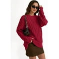 thumbnail image 5 of Trendy Queen Women's Oversized Cable Knit Crewneck Sweaters, 5 of 5
