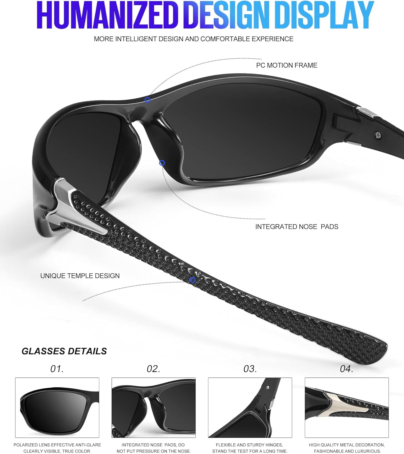 4 Pack Polarized Sunglasses-Men Sports Sun-glasses: Mens Sunglasses UV Protection for Fishing Driving Cycling