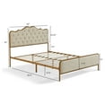 thumbnail image 2 of Queen Size Bed, Modern Upholstered Platform Bed Frame with Buckle Shaped Backrest, Metal Frame, Square Footboard, and Solid Wood Ribs, Heavy Duty Platform Bed, Light Camel, 2 of 8