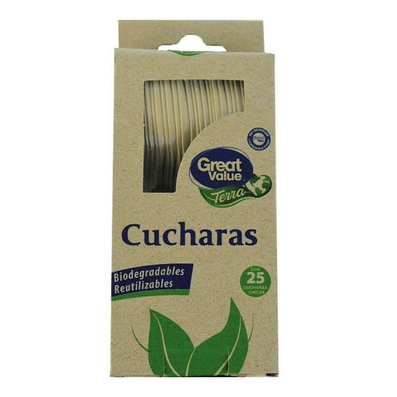 Cucharas reutilizables Great Value chicas beige terra 25 pzas