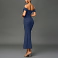 thumbnail image 4 of KHONTS Off the Shoulder Maxi Dress for Women Corset Ruched Bodycon Formal Wedding Guest Dresses Blue L, 4 of 9