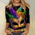 thumbnail image 5 of RKSTN Mardi Gras 3/4 Length Sleeve Womens Tops Oversized Crewneck Carnival Graphic Printed Three Quarter Sleeve T Shirt Women Casual Round Neck Funny Tuesday Carnival Party Loose Short Sleeve Shirt, 5 of 5