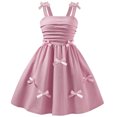 thumbnail image 6 of Xdegoge Girls Bow Detail Strap Dress with Pockets and Cinched Waist, Cute Princess Style for Weddings and Formal Events, 6 of 8