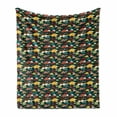 thumbnail image 1 of Velociraptor Soft Flannel Fleece Throw Blanket, Cartoon Colorful Tyrannosaurus Forms Pastel Fossil Characters Boys Pattern, Cozy Plush for Indoor and Outdoor Use, 50" x 60", Multicolor, by Ambesonne, 1 of 6