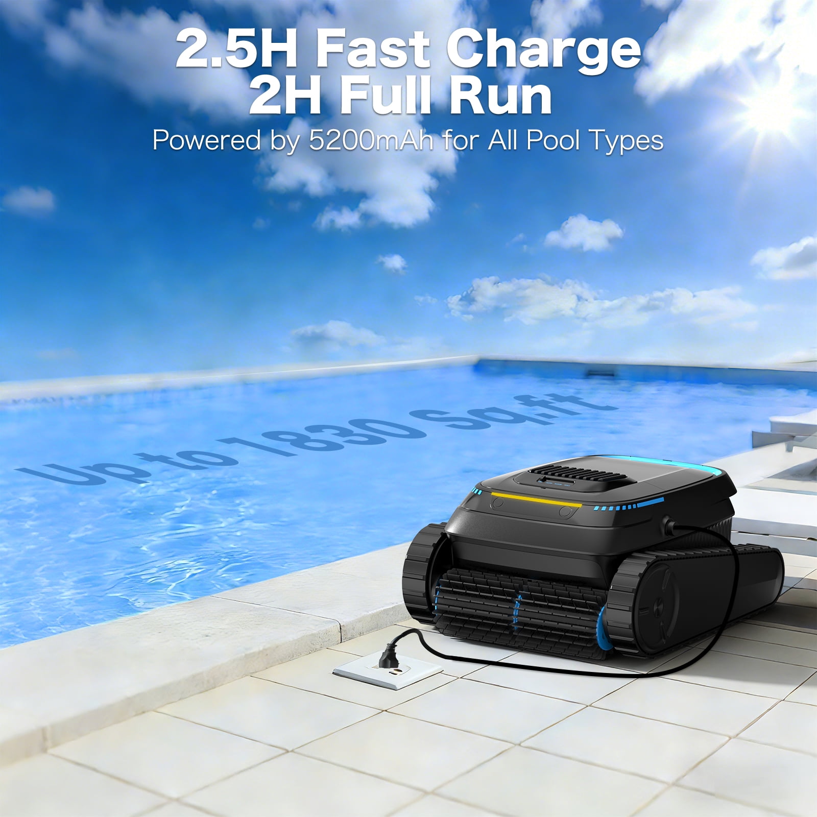 AIRROBO Robotic Pool Vacuum Cleaner CP20 Cordless Wall-Climbing for Above-Ground Pools and In-Ground Pools