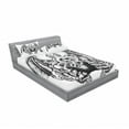 thumbnail image 3 of Ambesonne Space Fitted Sheet & Pillow Sham Set, Cosmic Evil Monster, Twin, Black White, 3 of 3