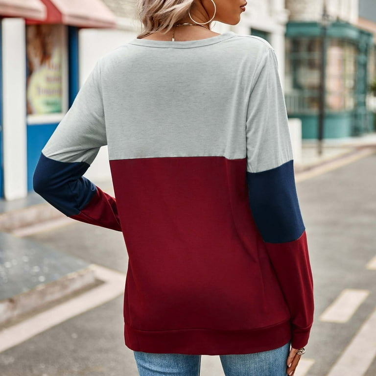 Ftwytp Women's Color Matching Sweater With Hollowed Out Long