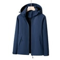 thumbnail image 2 of Kmdttou Waterproof Rain Jacket Women Warm Winter Snow Coat Mountain Windbreaker Hooded Raincoat Jacket Navy 3XL, 2 of 3