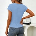 thumbnail image 3 of qucoqpe Summer Tops for Women Fashion Casual Solid Color Cowl Neck Short Sleeve T-shirts Blouses Dressy Business Tee, 3 of 5