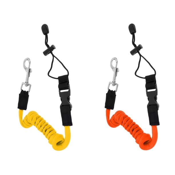 Correa de seguridad para caña de pescar, 2 piezas, Kayak, barco, remo Amarillo naranja