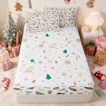 thumbnail image 4 of Manfei Christmas Zipper Twin Comforter Sets with Fitted Sheet and 2 Pillowcases Icon Zipper Bedding Set, Burgundy Gold, Xmas Reversible, 4 of 7