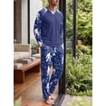 thumbnail image 3 of Airmenty Men's Pajama Set Loungewear Lightweight Sleepwear Long Sleeve Shirts and Bottoms Soft Comfy Sleep Sets 2 Piece Pjs with Pockets S-2XL, 3 of 5