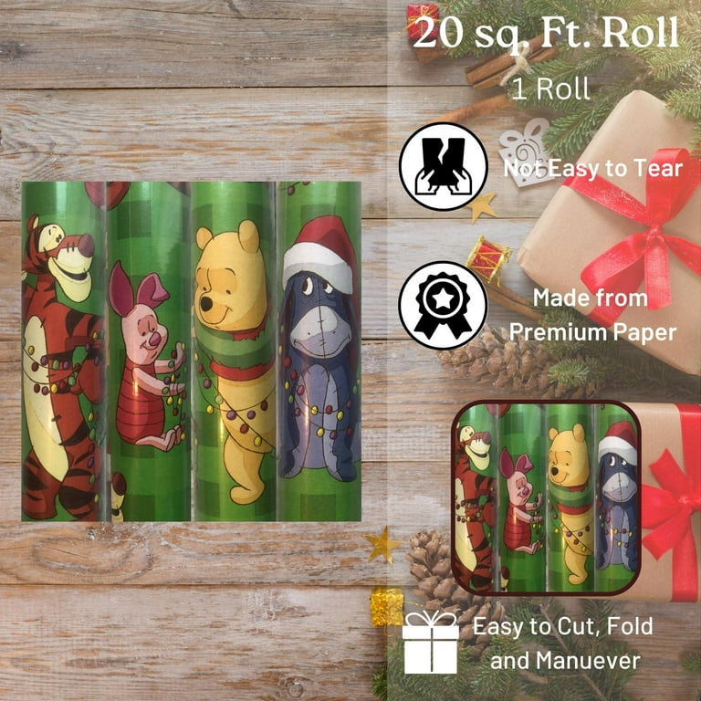 Winnie The Pooh Wrapping Paper, Tear Resistant Premium Gift Cover Kids Boys  Girls Christmas Baby Shower Birthday Holiday Home Party Gift Wrapper