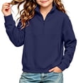thumbnail image 2 of ZBSOKO Girls' Sweatshirts Quarter Zip Pullover Warm Sweatshirt Turn Down Collar Loose Fit Solid Color Winter Tops Sizes 5-15 Years, 2 of 7