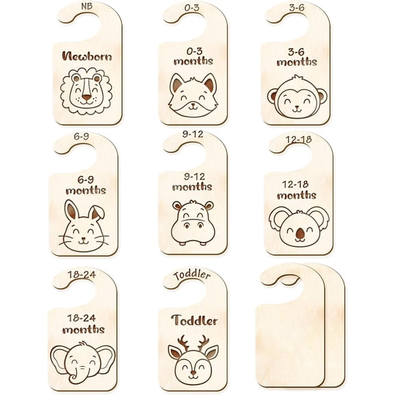 8Pcs Animals Wood Baby Wardrobe Dividers Nursery Decor from Newborn to 36 Month Hanger Seperaters Woodland Baby Closet Organizers Nursery Infant Wardrobe Hangers Divider for Newborn Shower Colorful