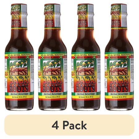 (4 pack) Baba Roots Herbal Energy Drink 5 Fl Oz All Natural Ingredients