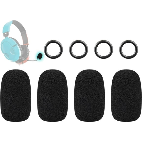 SOULWIT 4Pcs Protective Microphone Foam Cover Pop Filter for Turtle Beach Recon/Stealth/Elite Pro Series Headphones, Mic Cover WindScreen for Turtle Beach X42/XO Seven/Atlas Air/Lightweight - Black