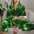 thumbnail image 4 of Goofa Green Lightning Printed Women’s 2 Piece Pajama Set Super,Pajamas Women's Long Sleeve Sleepwear Soft Button Down Loungewear Pjs Lounge Set Nightwear-XX-Large, 4 of 9