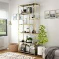 thumbnail image 6 of Bowery Hill Contemporary Metal 7-Shelf Bookcase in Brass Finish, 6 of 7