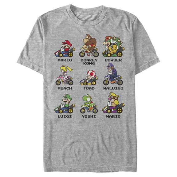 Men's Nintendo Mario Kart Character Panel Graphic Tee Athletic Heather X Large