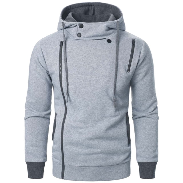 LOVZFMLL Jackets for Men Man Fashion Leisure Solid Color Side Pull Hooded Pocket Cardigan Long Sleeves