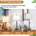 thumbnail image 2 of Table Lamp for Bedroom Set of 2, 23" to 30" Height Adjustable Bedside Lamp with 2 USB Ports, Black Nightstand Lamp with White Shade, Modern Pull Chain Table Lamp for Living Room End Table, 2 of 6