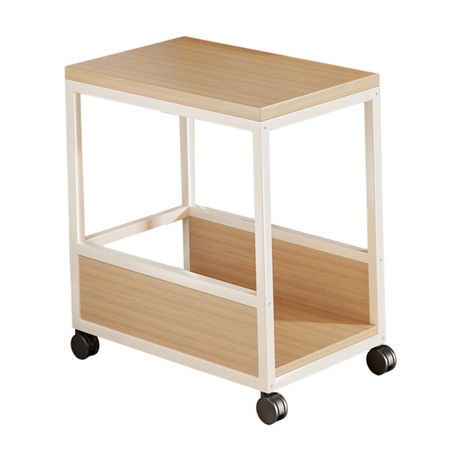 BELOVING Computer Host Stand PC Case Rack Wood for Home Office Rolling Cart with Caster Wheels Computer Tower Shelf PC Stand for Floor White frame M