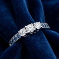 thumbnail image 4 of Pompeii 1/2 Ct Blue & White Diamond Three Stone Engagement Anniversary Ring White Gold, 4 of 5