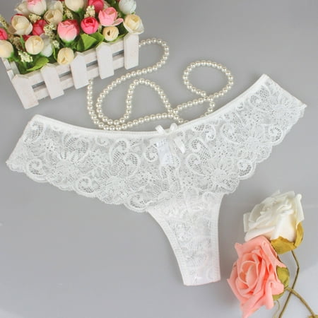 UAYOTSE Thongs Underwear for Women Cut Out Hollow Out Low Waist Thongs cheeky Seamless Underwear Briefs Panties M White