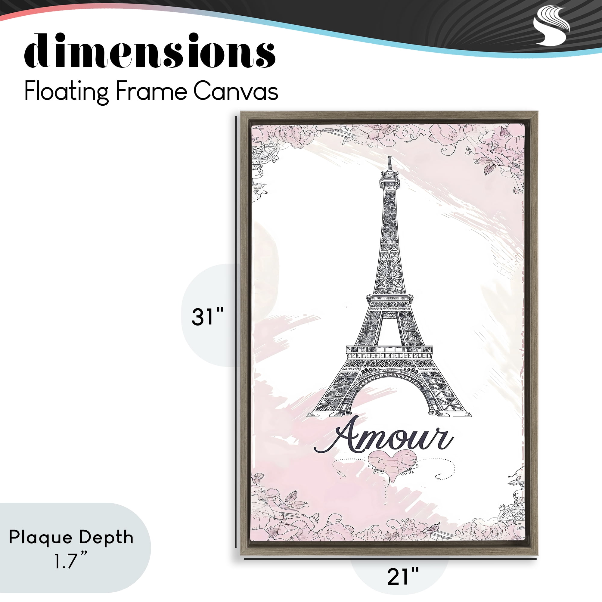 Stupell Industries Amour Vintage Eiffel Tower Brown Framed Floater Canvas Wall Art, design by Creative Studio
