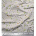 thumbnail image 1 of Soimoi Gray polyester Crepe Fabric Yellow Mustard Leaves Printed Fabric 1 Yard 42 Inch Wide, 1 of 3
