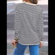 thumbnail image 4 of Suéter de Punto Suave A Rayas para Mujer, Camisa Holgada con Bolsillo en el Pecho. Albaricoque Rojo L, 4 of 5