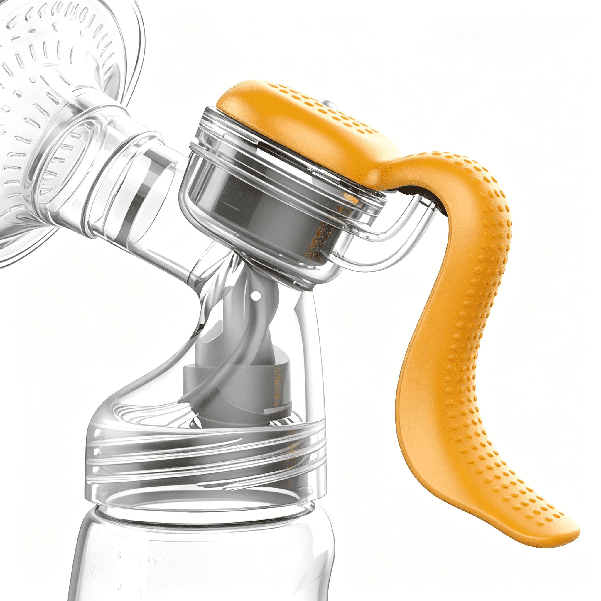XIRQI 2026 New Manual Breast Pump Single Hand Breast Pump for Breastfeeding with 150Ml Milk Bottle 110° Wide Angle Silicone Breast Shield Portable Breast Pump