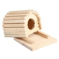 thumbnail image 1 of Juguete para hámster, Villa de madera, casa de madera Natural, escalera arqueada, casa escondite para hámster, 1 of 12
