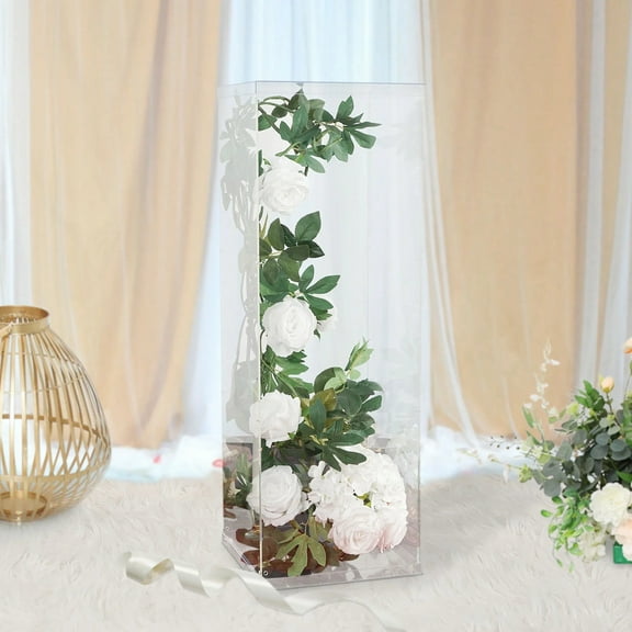 BalsaCircle 32" Clear Acrylic Display Box Centerpiece Column Pedestal Riser Party Wedding Decorations