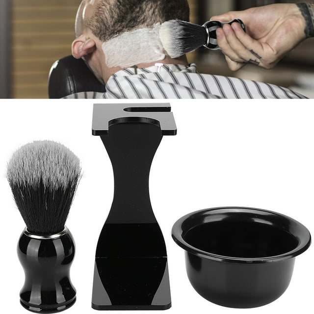 Fyydes 3pcs Barbe Brosse à Raser Bowl Holder Hommes Barbe Nettoyage Visage Cheveux Style Outil Ensemble, Hommes Barbe Outil de Rasage, Bol à Raser
