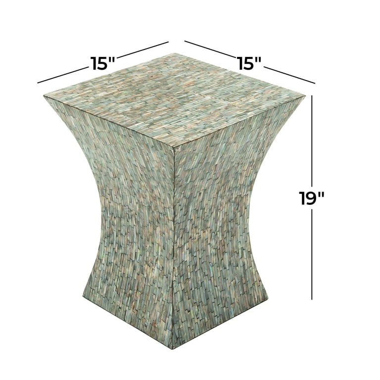 DecMode Mother of Pearl Shell Hourglass Accent Table, Gray photo 3