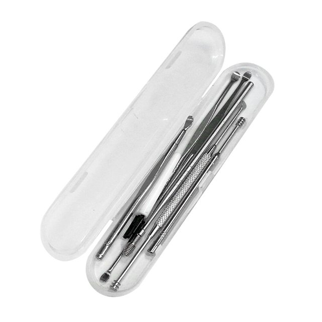 EeaseMX Juego de cucharas para extraer cerumen de oídos con resorte en espiral de acero inoxidable para limpieza profunda (como se muestra)