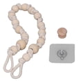 thumbnail image 1 of boho curtain tiebacks bohemian style durable wood rope wide application curtain holdbacks for curtain towel paper beige cotton rope with wooden beads, 1 of 5