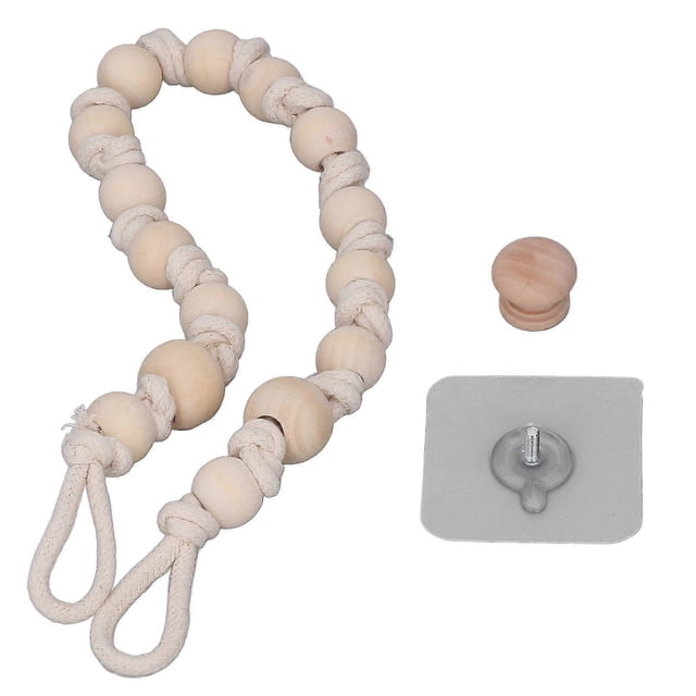 boho curtain tiebacks bohemian style durable wood rope wide application curtain holdbacks for curtain towel paper beige cotton rope with wooden beads