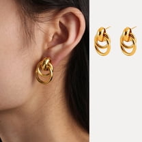 Gold Geometric Drop Dangle Earrings Long Link Jewelry for Women