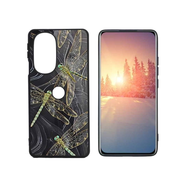 Black-Dragonfly-81 Phone Case, Degined for Motorola Edge Plus 2022 Case Men Women, Flexible Silicone Shockproof Case for Motorola Edge Plus 2022